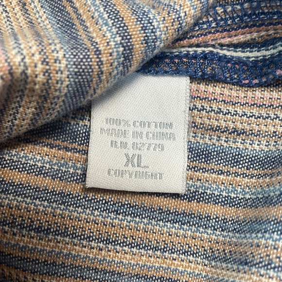 Dress Barn Women’s Vertical Striped Button Down Top Bronze Buttons Boxy Flaw XL - Picture 8 of 14